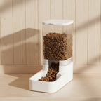 Distributeur de croquettes pour chat avec un fond en bois