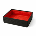 Litière pour chat pliable et transportable de couleur rouge et noire