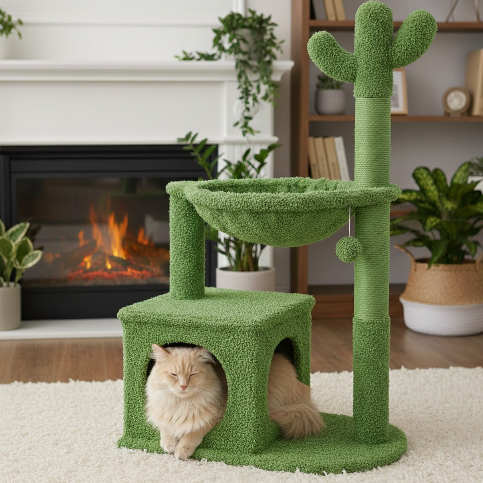 arbre a chat cactus dans une maison moderne